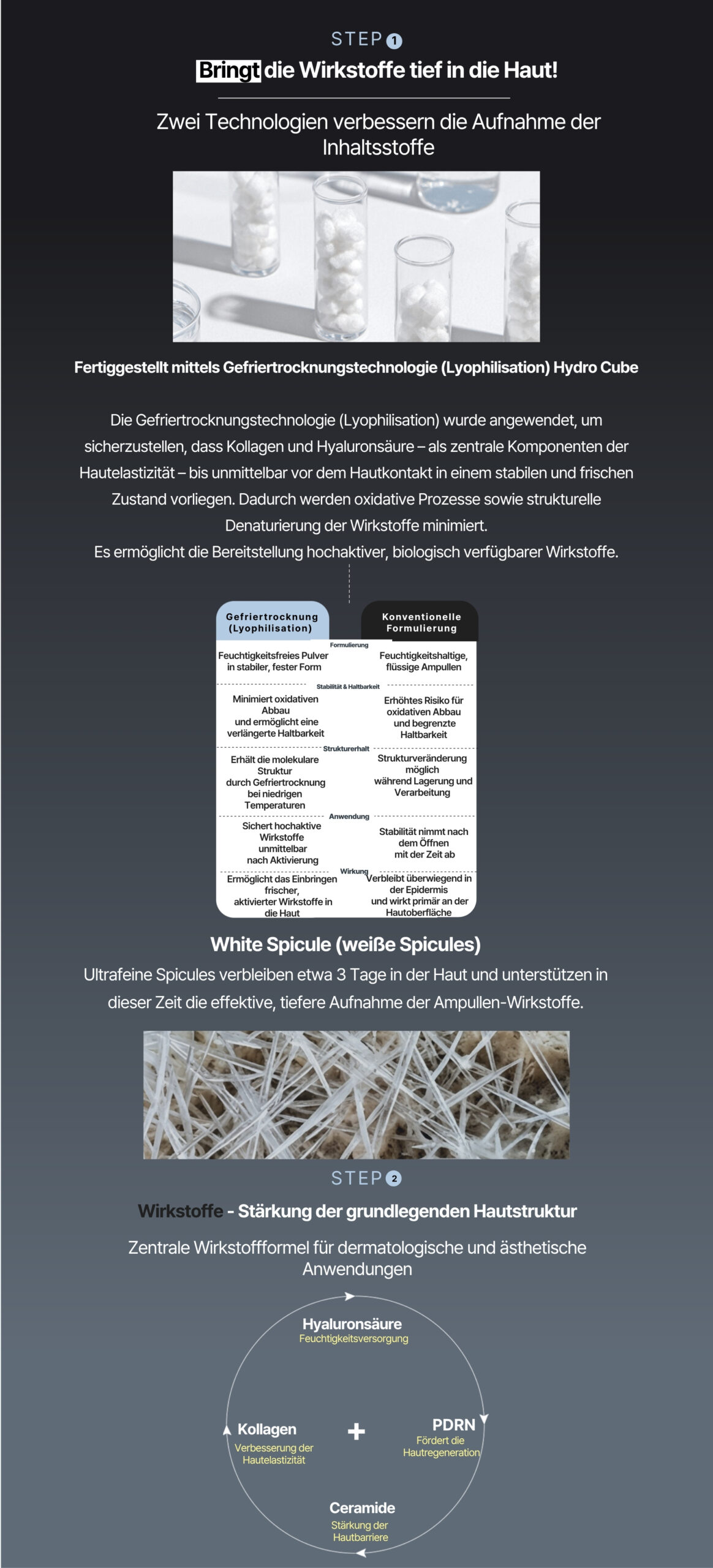 Exosomen Spicule Behandlung mit Hydro Cube und White Spicules zur tiefenwirksamen Hautregeneration und verbesserten Wirkstoffaufnahme